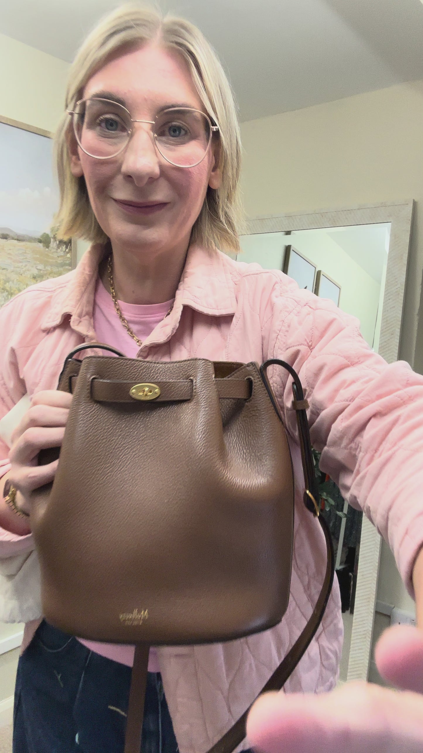 Mulberry Tan Abbey Leather Grain Small Bucket Bag