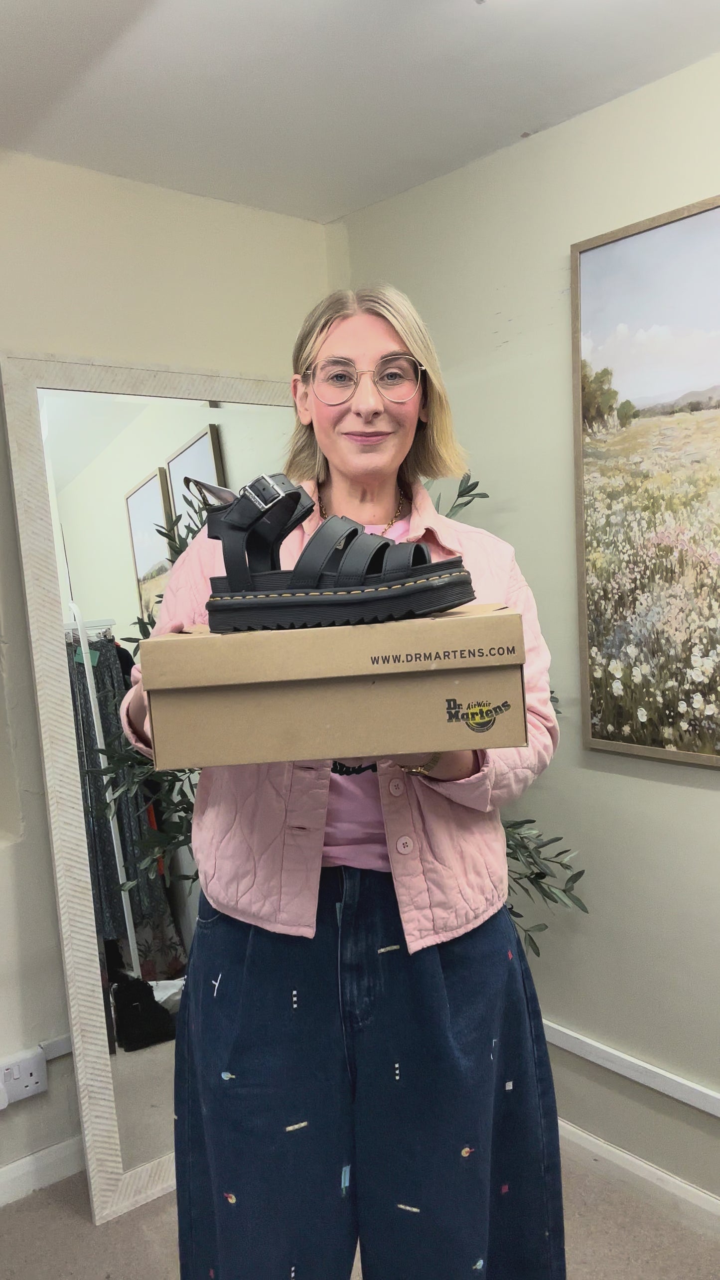Dr Martens Black Blaire Hydro Leather Gladiator Sandals, Size 4
